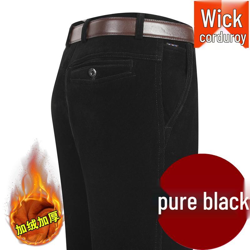 Men's High Waist Corduroy Pants – Autumn/Winter Casual Straight-Leg Trousers for Middle-Aged Men