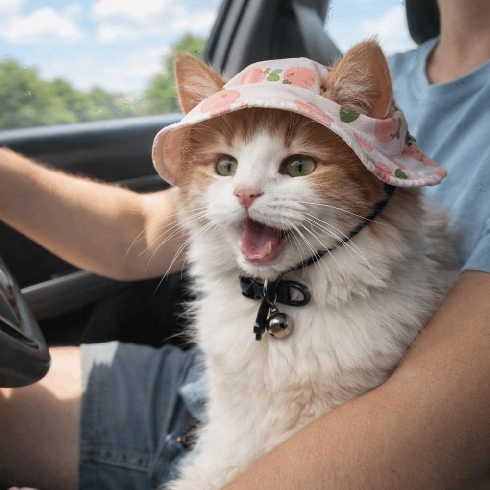 Breathable Pet Sun Hat Adjustable Fruit Print Cat Fisherman Hat Lightweight with Ear Holes Pet Visor Hat Pet Products