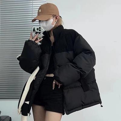 Jaqueta de inverno feminina curta nova moda engrossar à prova de vento outerwear parka casual quente gola solta casaco estudante 2024