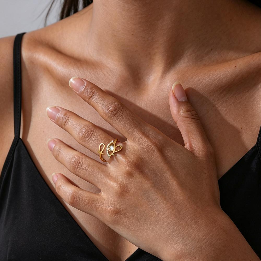 Xiaomi Skyrim Egypt Ankh Cross Eye of Horus Ring Stainless Steel Gold Color Adjustable Open Finger Rings With Clear Zircon Jewelry Gift