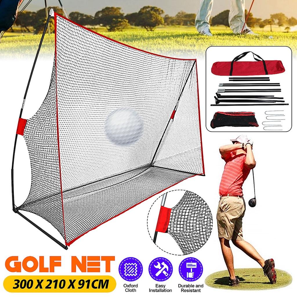 Lacquer 600D Oxford Cloth Portable Golf Hitting Practice Net Driving Training Aids With Carry Bag Black 300 X 210 X 91cm