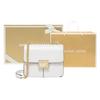 New MICHAEL KORS MK Sonia Cow Leather Chain Bag, Small Square Bag, Shoulder Bag, Crossbody Bag Trumpets Women's White 35F1G6SS5L-085