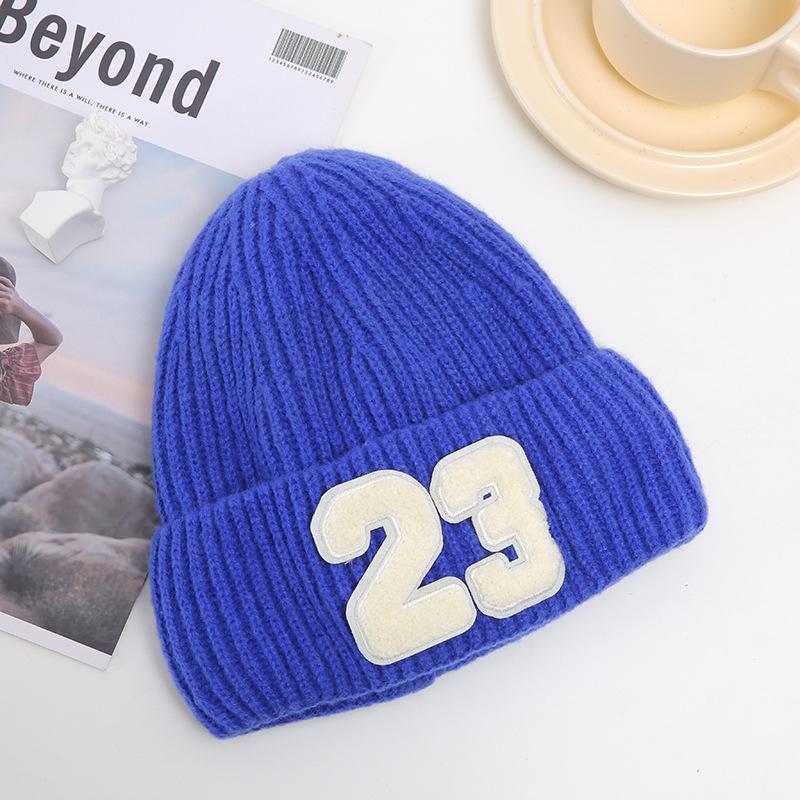 New Hat for Women's Winter Warm Plus Velvet Thickened Knitted Hat Korean Style Student Couple Patch Digital Pullover Cold Hat