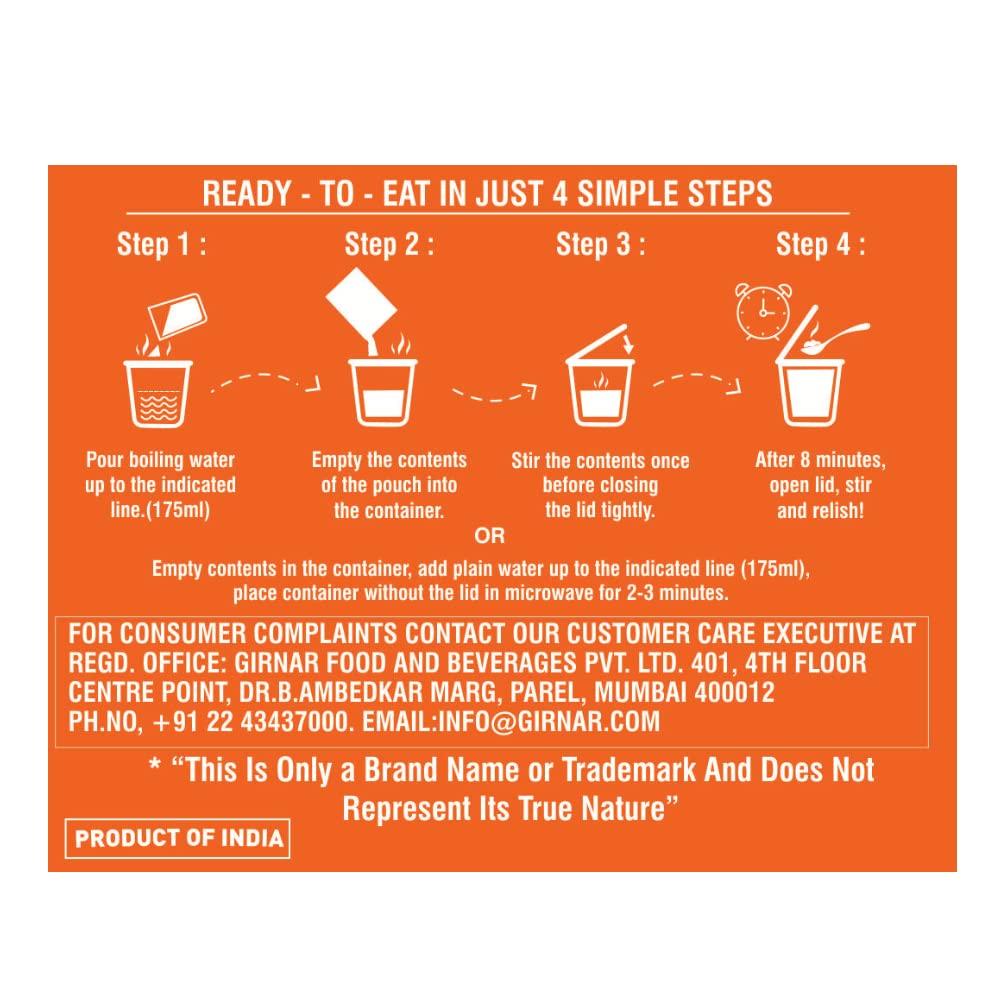 Girnar Homely Khana Upma Pasto Pronto da Cucinare 70 g Vegetariano Mix per Colazione Indiana Veloce Tradizionale Casalingo Confezione da 1