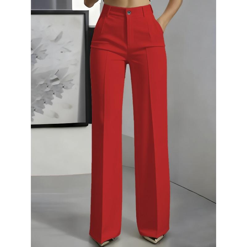 TIFICY Women's Fashion Casual Solid Color Print High Waist Trousers Pants & Capris