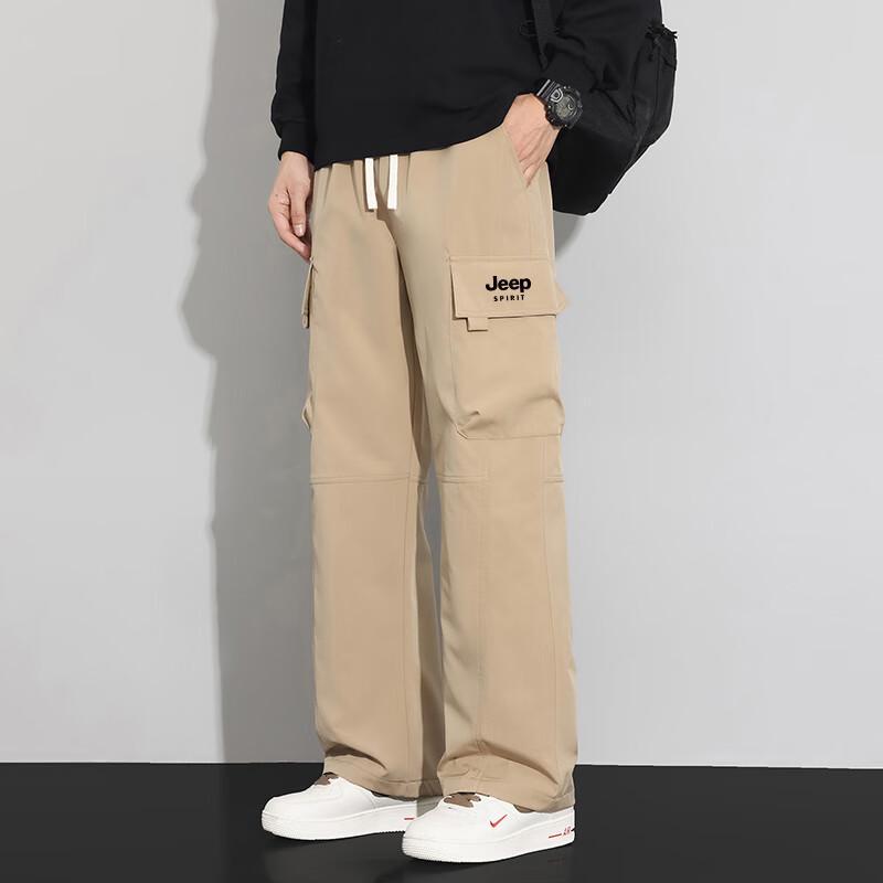 JEEP SPIRIT Men's Multi-Pocket Loose Straight Cargo Pants