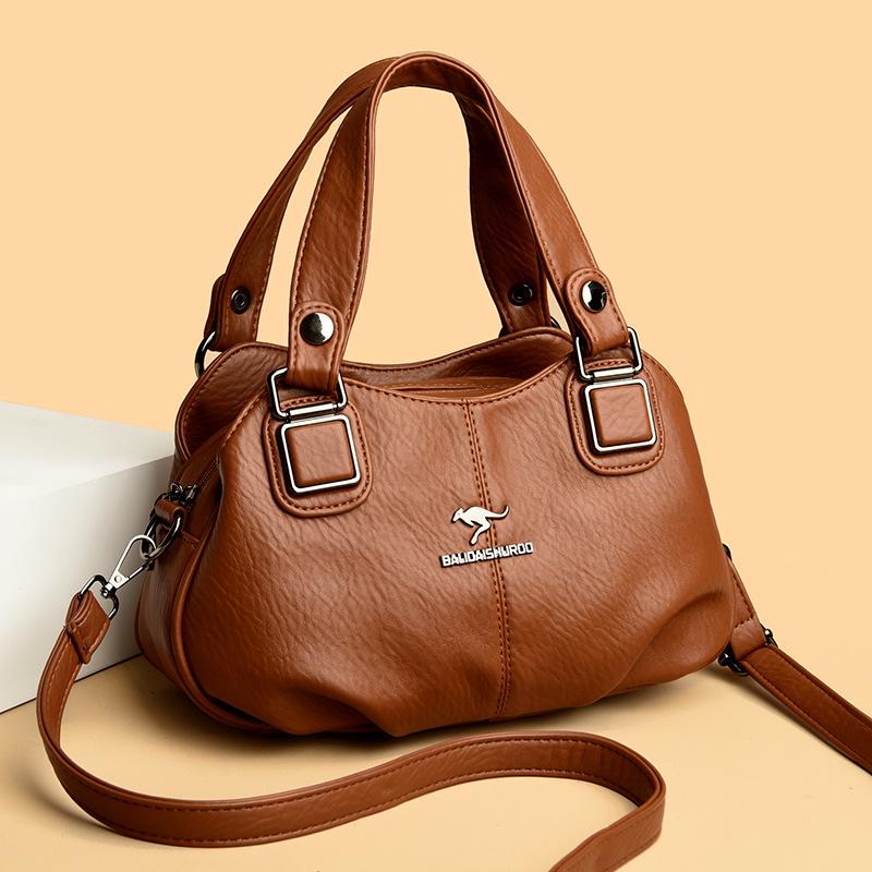 

Женская сумка из мягкой кожи в корейском стиле: Универсальная сумка через плечо и кроссбоди для мам среднего возраста, дизайн «легкая роскошь». жёлтый