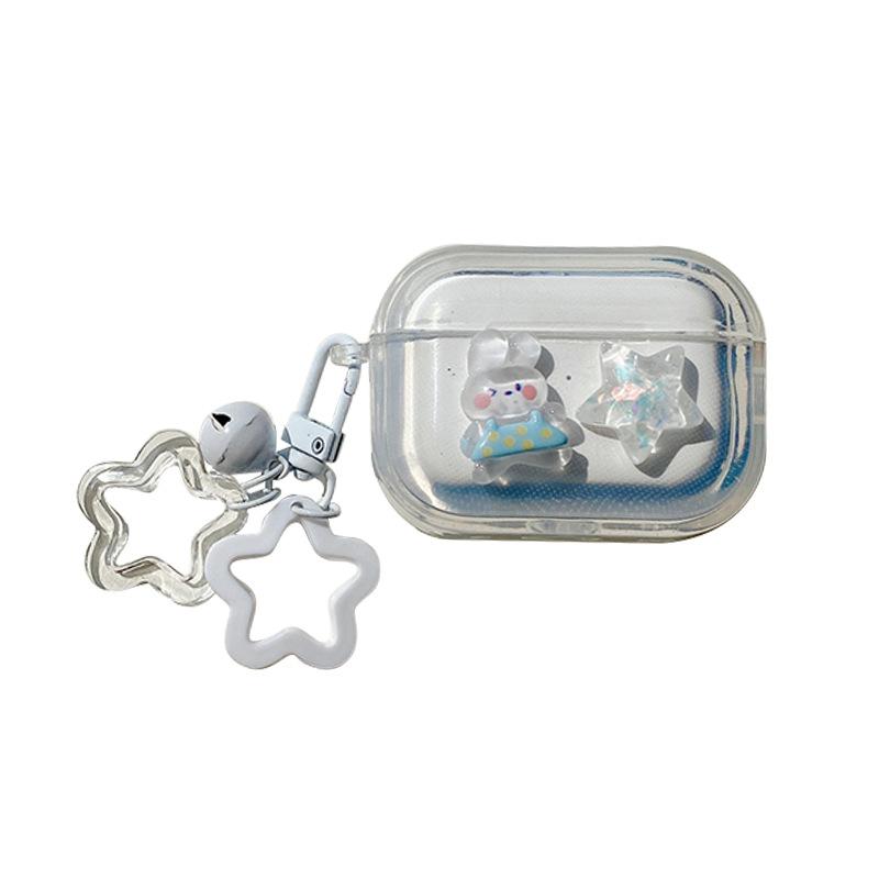 Laser Star Rabbit Is Suitable For Apple Airpods 4Th Generation Bluetooth Protective Case Pro2 Earphone Case 1/3Rd Generation Pendant.