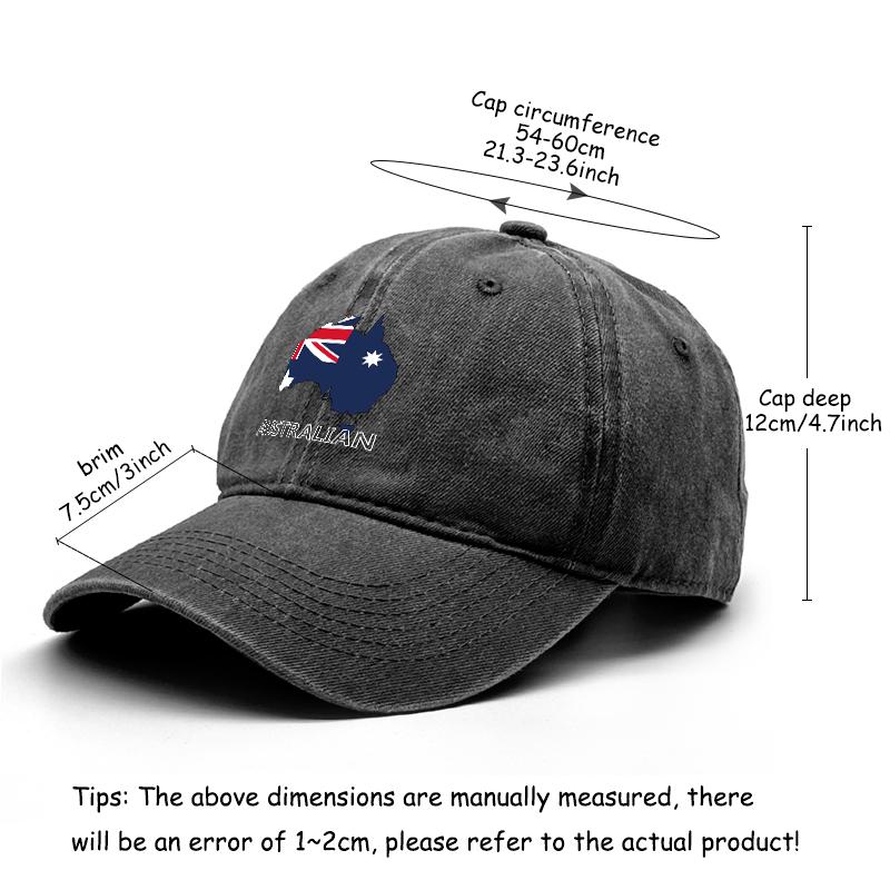 Map Flag of Australia Print Snapback Baseball Cap, Patriotic Flat Cap Retro Headwear Breathable Sunshade Adjustable Baseball Hat