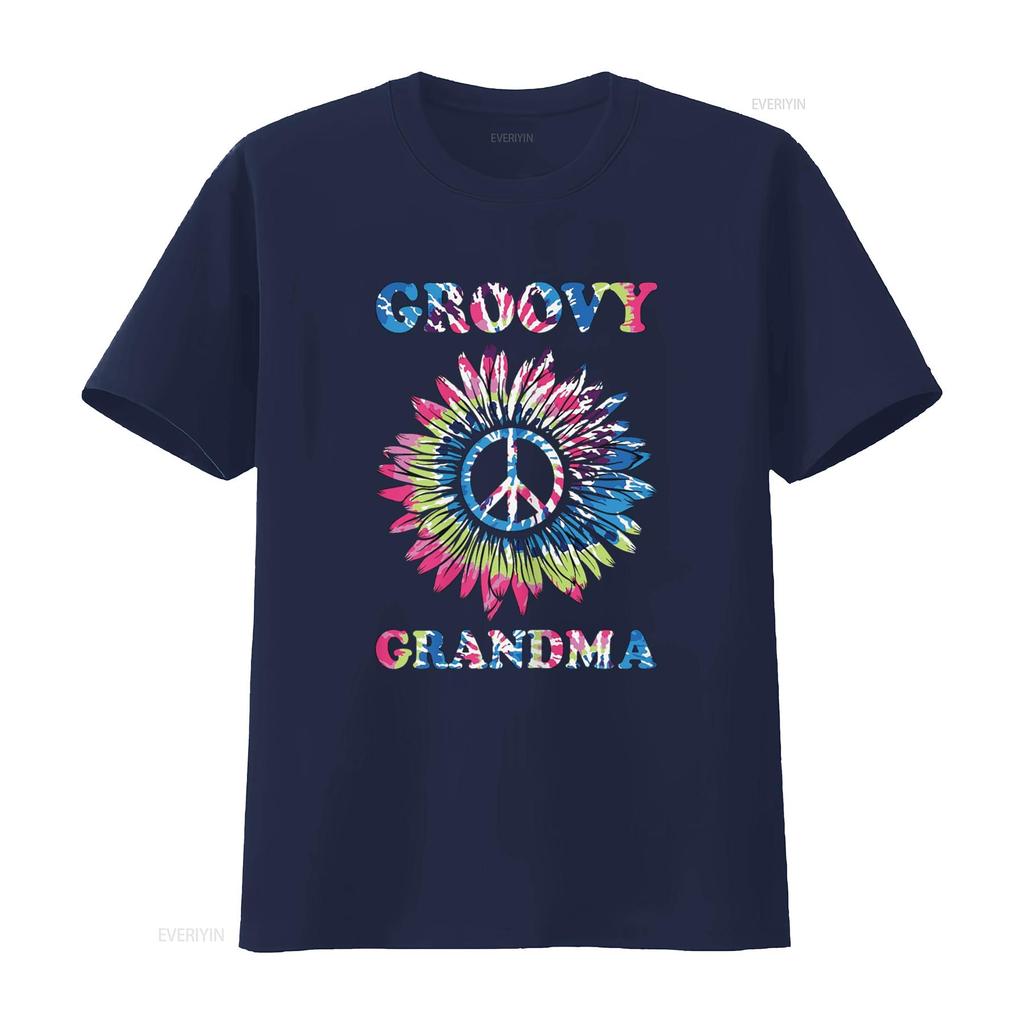 Groovy Grandma Vintage Tie Dye Peace Sign T Shirt vintage Washed Breathable Casual Slightly Top For Everyday Wear Versatile