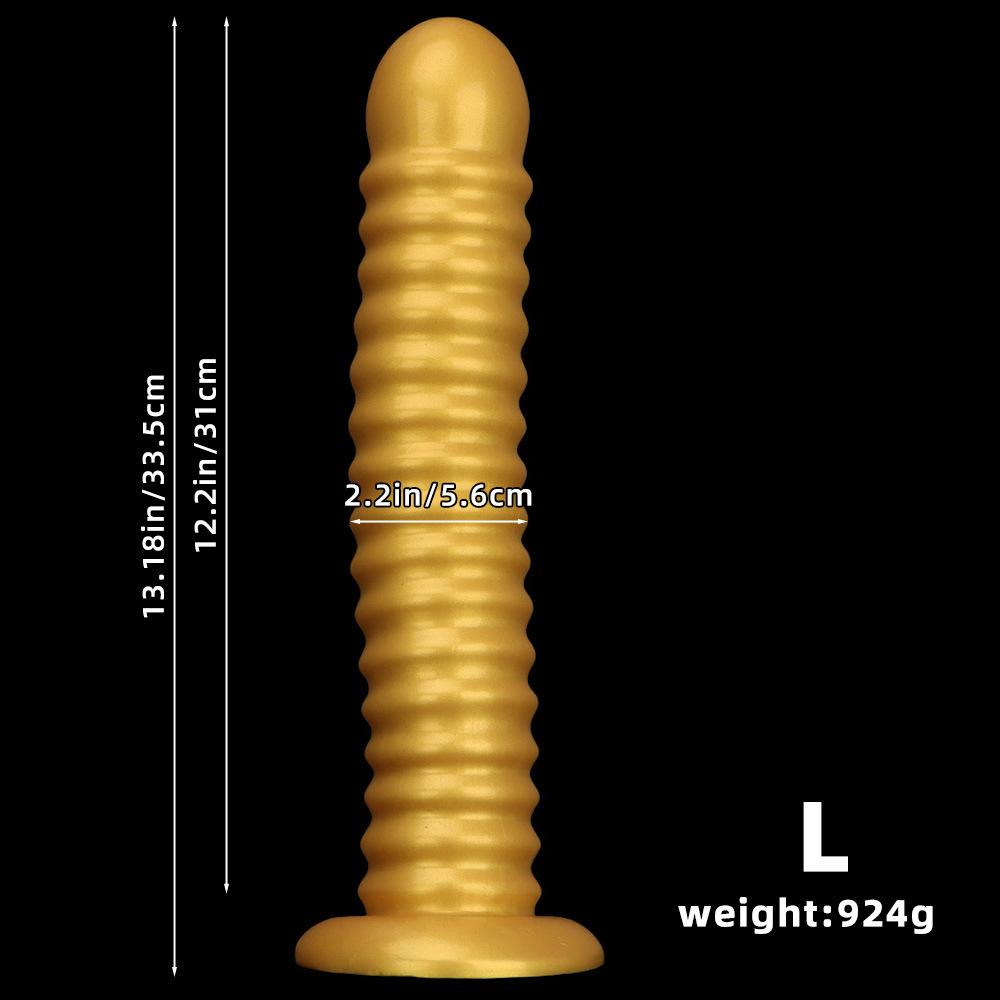 Pénis Realista de Silicone Dourado Rosqueado Dildo Anal Brinquedo Sexual para Homens e Mulheres Fisting
