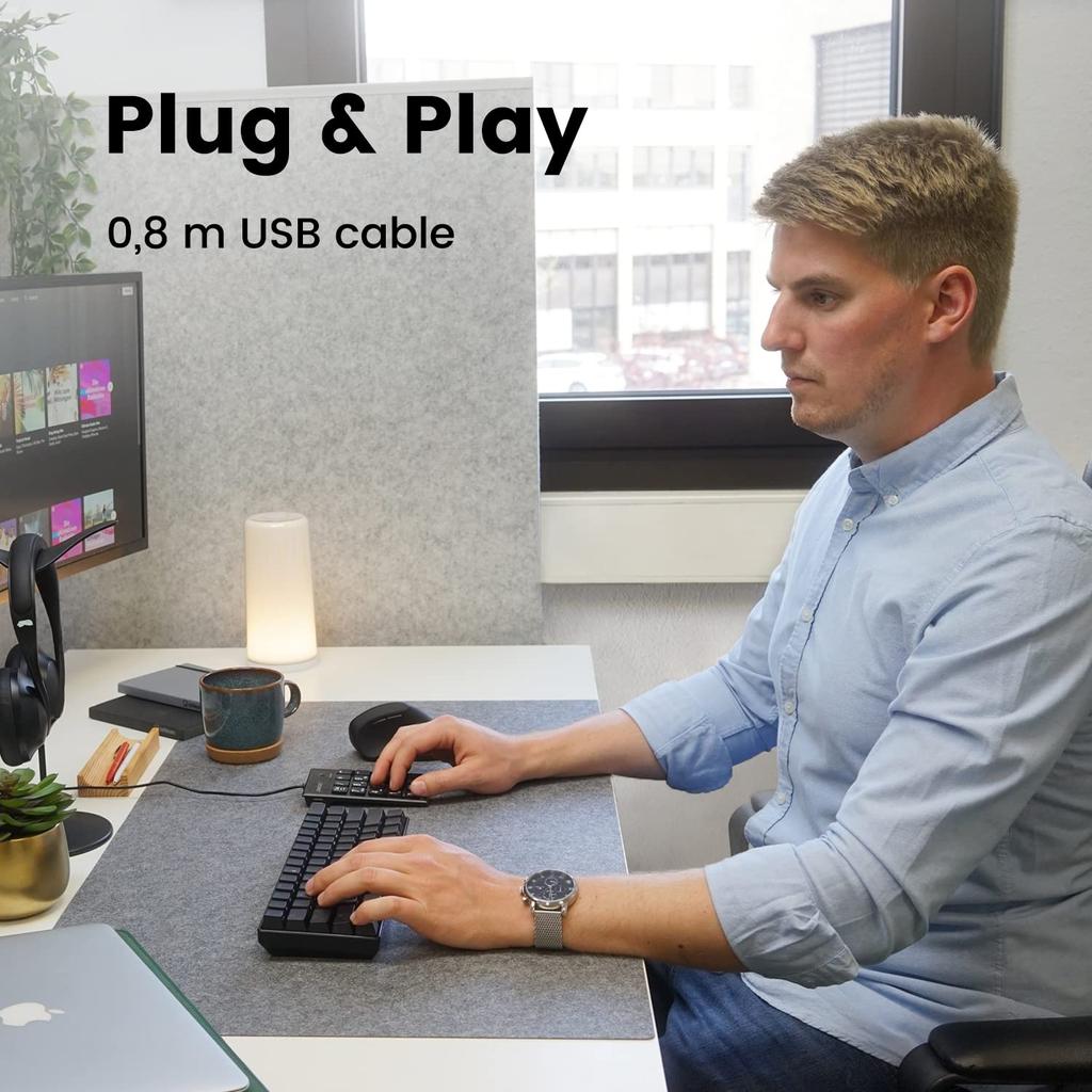 Perixx Numerisch groß 2 USB-Hubs enthalten Für diejenigen, die genügend USB-Anschlüsse haben Scherenmechanismus-Tastatur mit großer Tab-Taste und Nummernanzeige Garantie Schwarze Hubs
