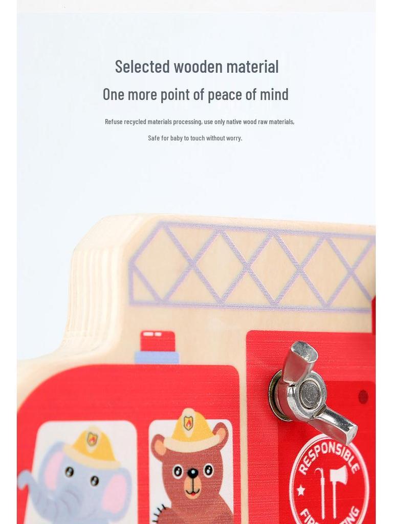 Wooden Montessori Fire Truck Toy for Children's Hand-Eye Coordination and Concentration Skills Development