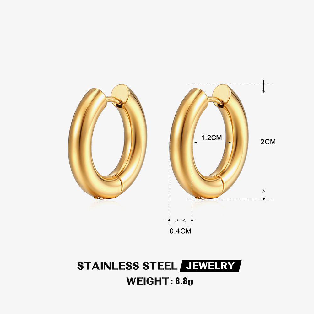 Punk Stainless Steel Plain Ring Round Hoop Earrings For Women Gold Copper 18K Plated 4Mm Thick Circle Loop Huggies Jewelry Gift