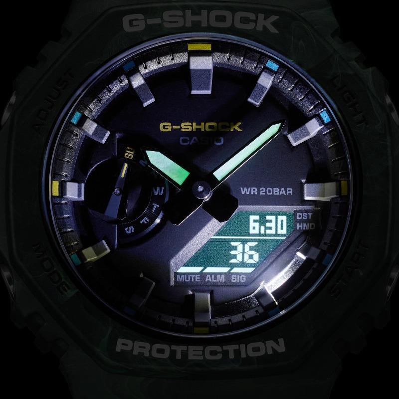 Casio G-SHOCK Men's Resin 200M Water Resistant Analog Shock Resistant Quartz Watch GA-2100FR-3A