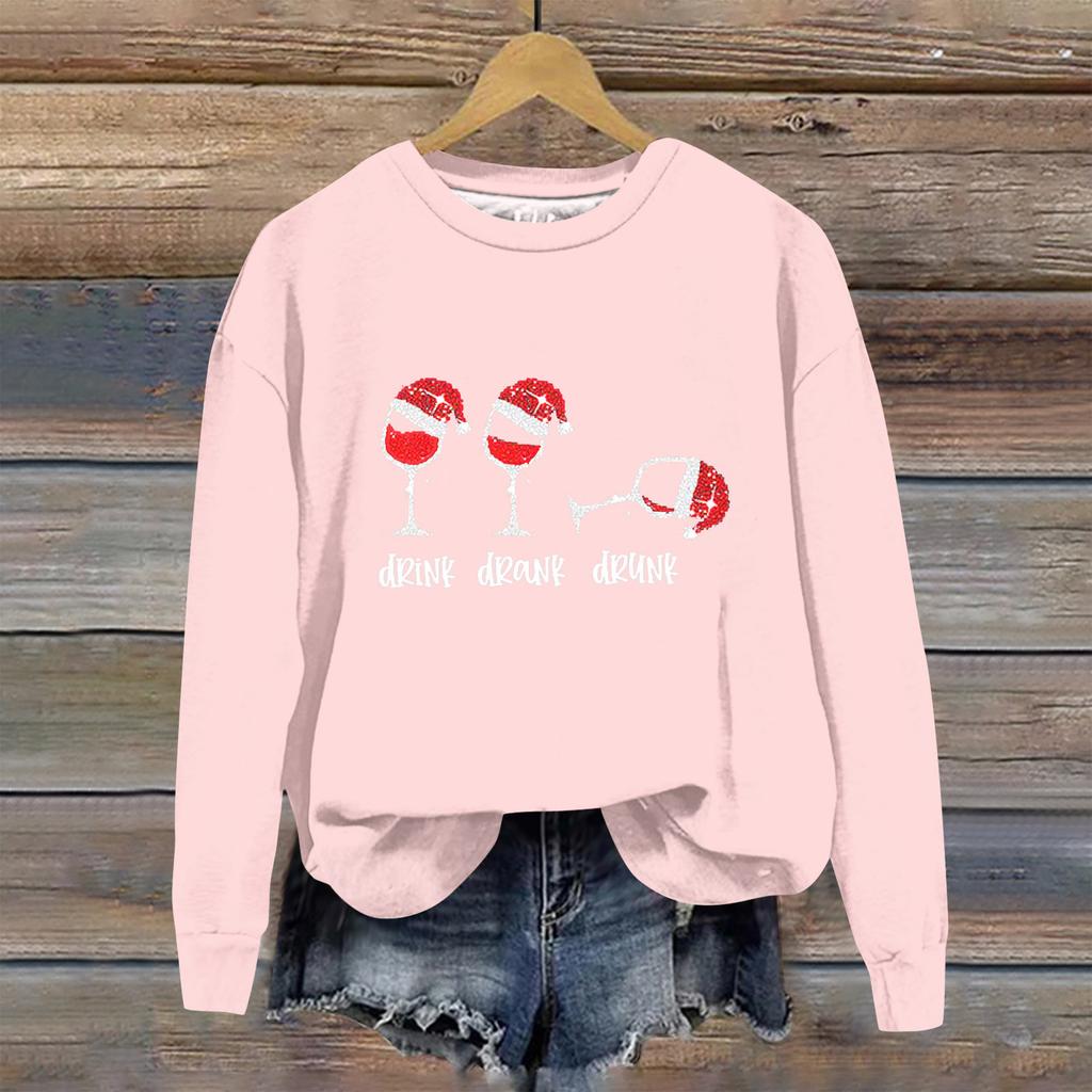 Women's Fashion Printed Long Sleeve Loose Round Neck Sweatshirt Top Fall