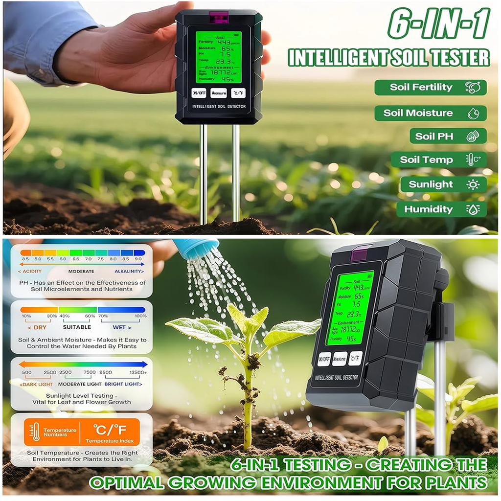 Soil Tester Soil Moisture Meter Fele Soil Temperature Soil pH Meter Moisture Soil Detector