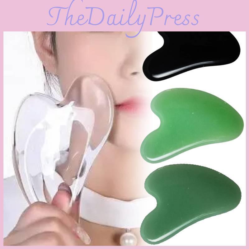 Pink Heart Shaped Crystal Facial Massaging Tool Smooth Jade Roller For Beauty And Wellness