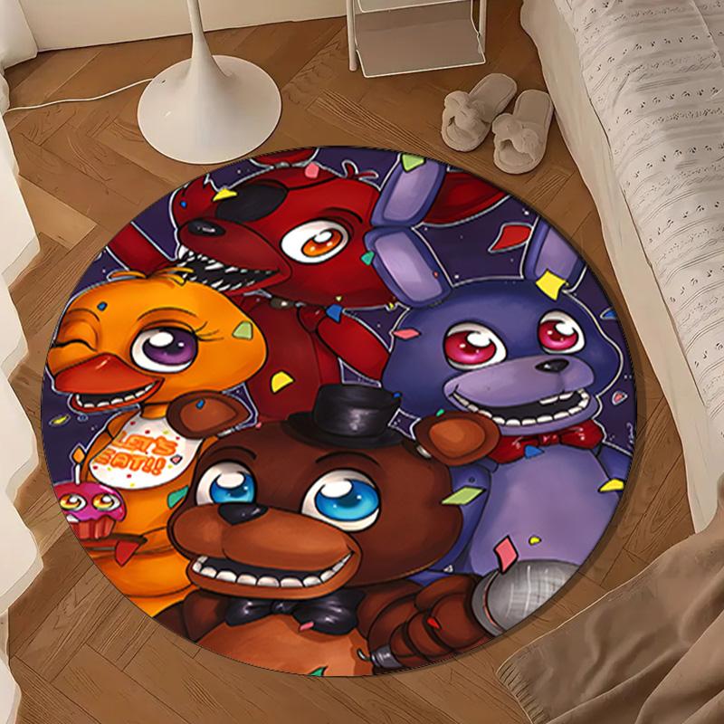 Fnaf Character Collage Round Rug for Livingroom,Bedroom, Palyroom, Chair Rug, Area rug, Circle Carpet, Large Size Fan Christmas gift