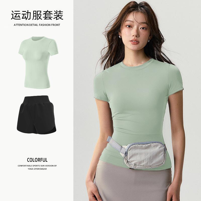 Basic Yoga T-shirt Women's Waist Versatile Fitness Short-sleeved Running Quick-drying Yoga Clothes Tight Top
