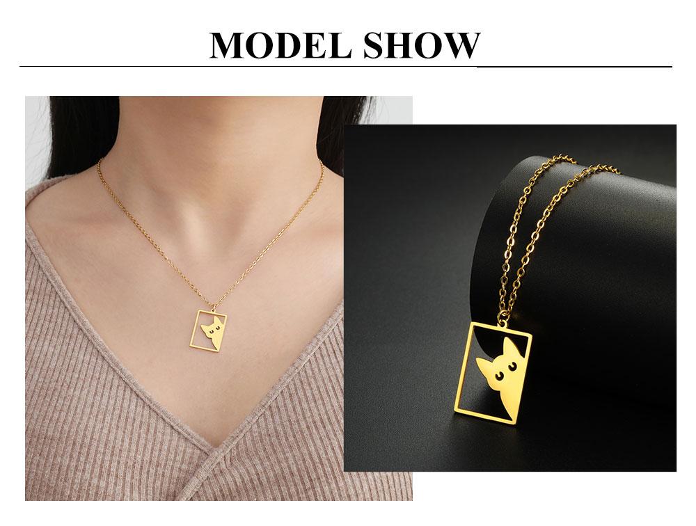 Cazador Cat Kitten Charm Necklace for Women Stainless Steel Animal Pendant Necklace Mother's Day Gift Jewelry 2026 Wholesale