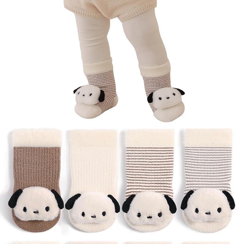 

[HAYAHARU] baby socks Warm and cold protection baby socks cute newborn socks cotton soft With anti-slip autumn winter Thick kids socks kids socks room