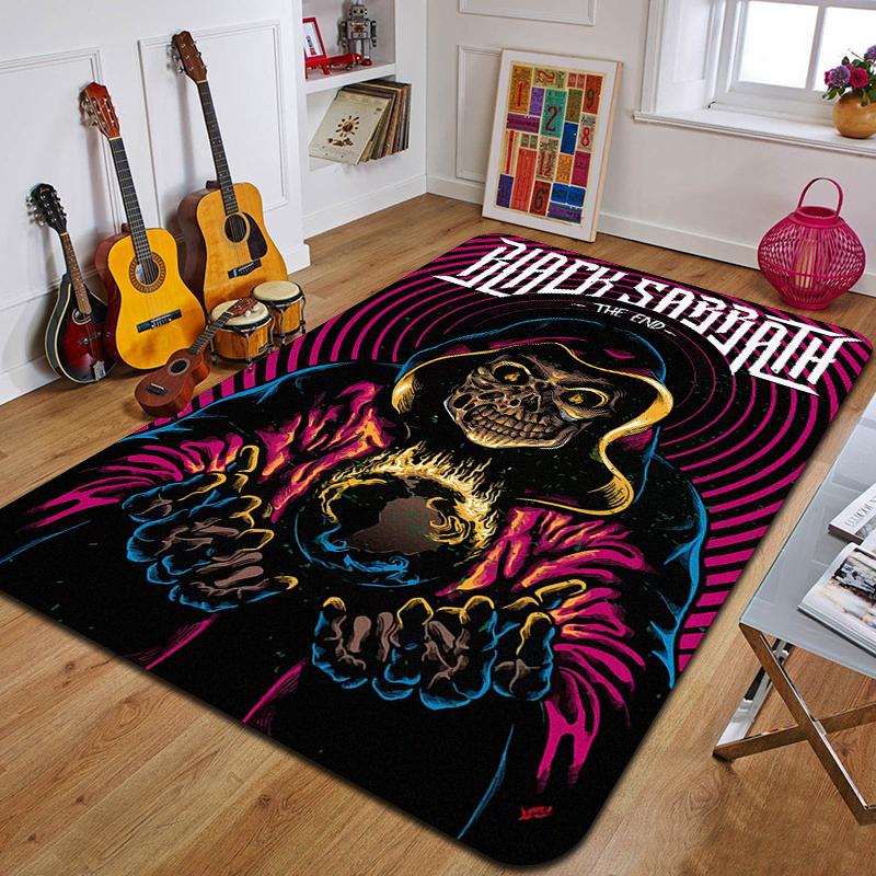 B-Black Sabbath Logo Gedruckter Teppich Mode Yogamatte Rutschfester Teppich Schlafzimmerdekoration Außenteppich Schlafzimmer Geburtstagsgeschenk