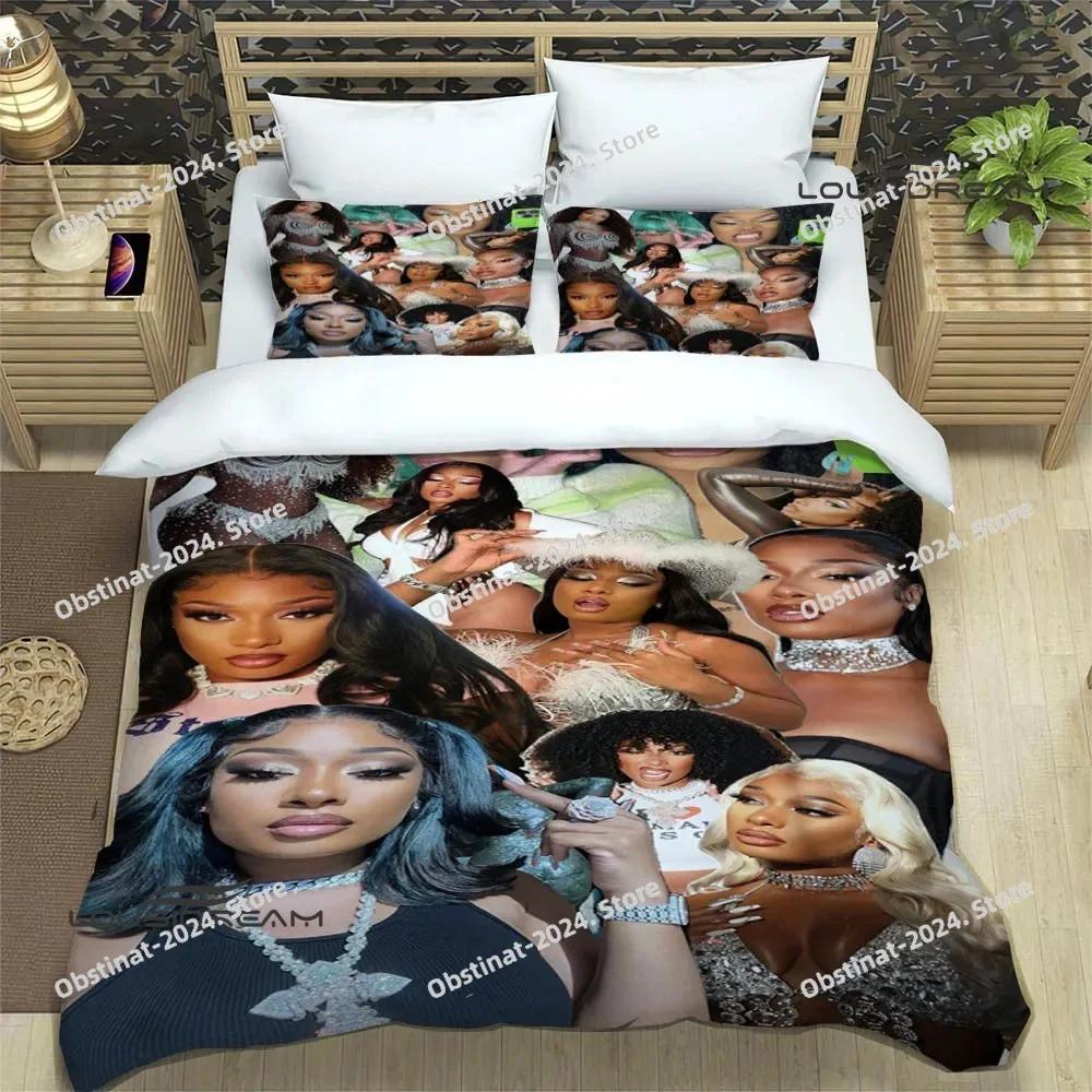 Raper Megan The Stalion Beding Set Printed With Pilowcase Bed Soft Duvet Cover Single Double Quen Super King-Sized Dimensionsd Dimensions Luxury Gift
