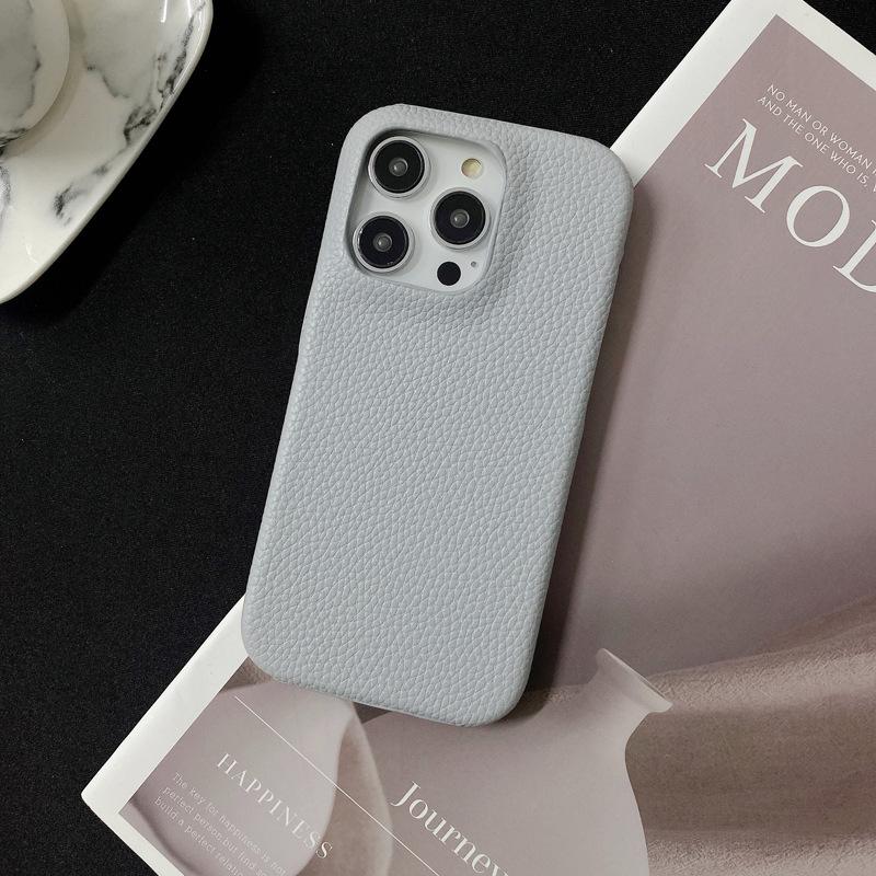 Half-wrapped Lychee Pattern, Suitable for Apple 15promax Phone Case, IPhone14 Anti-drop 13 Creative Women's Leather Case