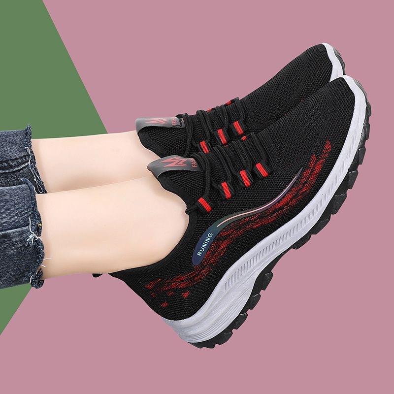 

Летние дышащие универсальные женские туфли на шнуровке, из мушиного плетения, с мягкой подошвой, для ходьбы на работу, нескользящие 35