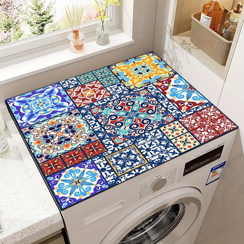 Vintage Carpet Tile Mat Washing Machine Absorbent Mat Refrigerator Dustproof Mat Non-Slip Foot Mat