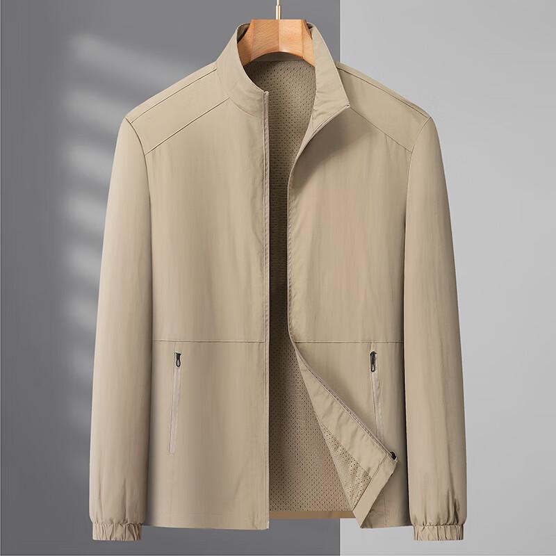 Men's Plus Size Solid Stand Collar Casual Jacket