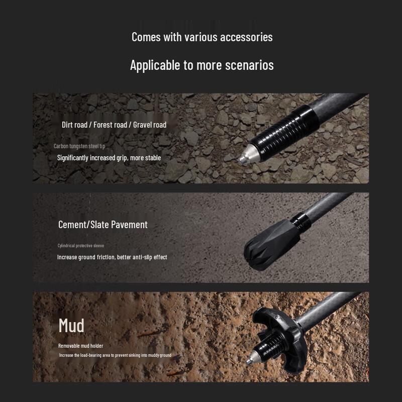 Pelliot Ultralight 3K Carbon Fiber Folding Trekking Pole