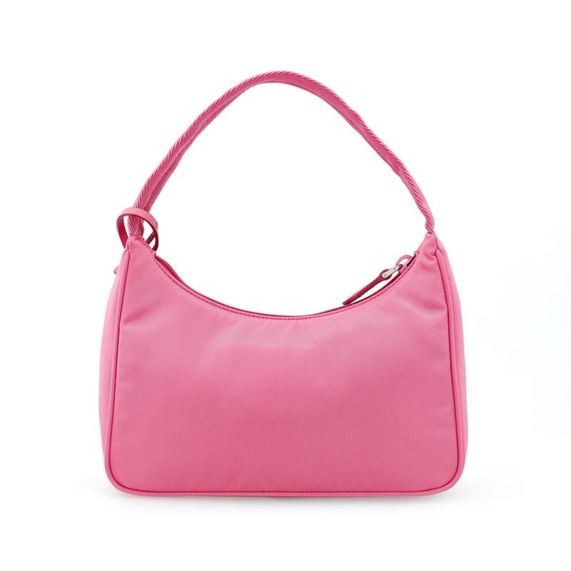 Prada 2000 Triangle Label Nylon Nylon Bag Underarm Bag Handbag Shoulder Bag Women's Begonia Pink Dark Pink