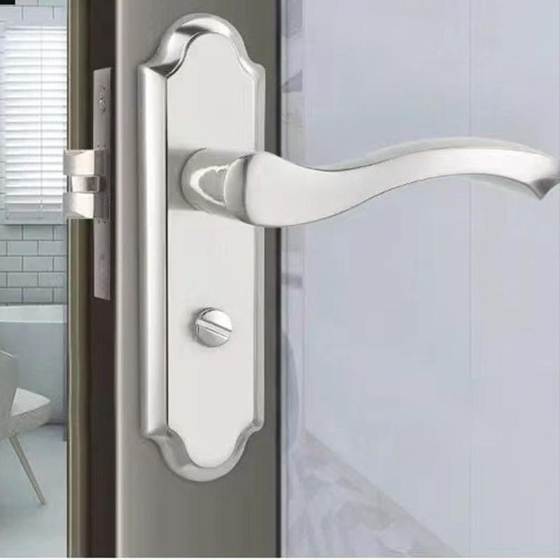 Silver Stainless Steel Bathroom Door Lock, Multi-hole Distance Specifications Appearance, Free Delivery