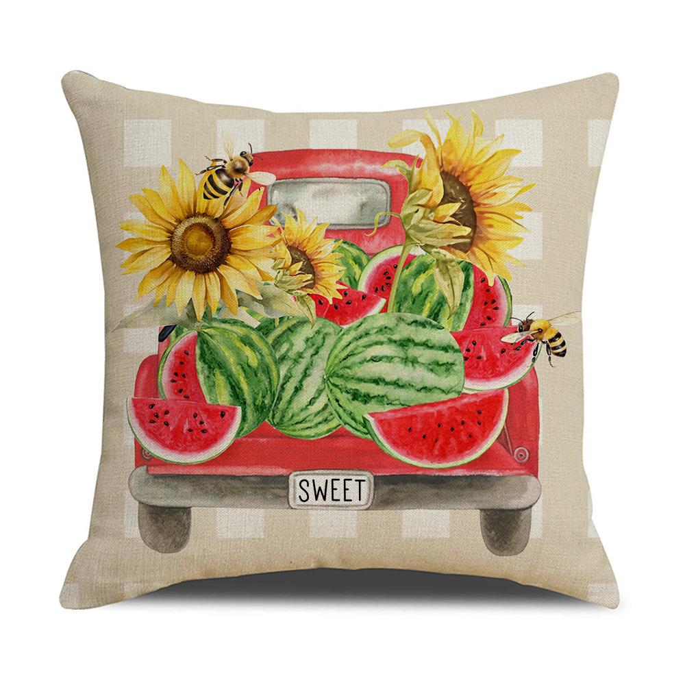 Summer Throw Pillow Covers 18X18 Inch Watermelon Pillows Covers Cool Summer Farmhouse Cushion Case Decor For Sofa Couch