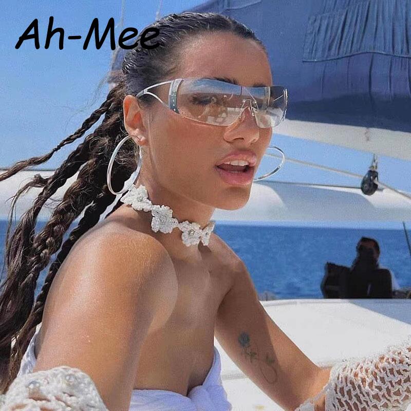 Fashion 2000s Vintage One Piece Sunglasses Women Y2K Wrap Around Retro UV400 Shades Punk Eyewear for Men and Women