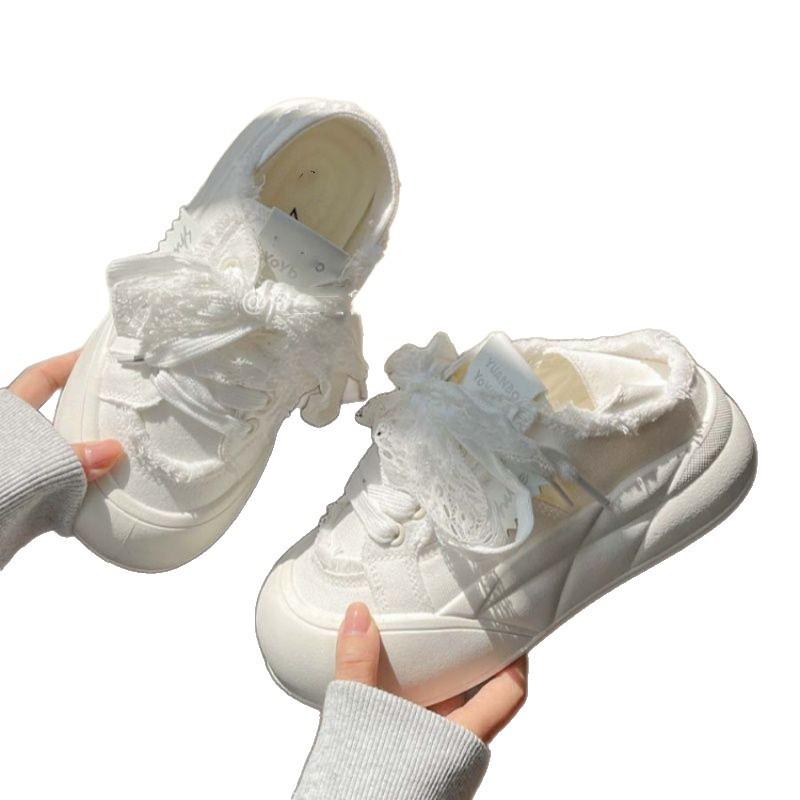 Retro Canvas Shoes Women's Summer New Summer Thin Breathable Bread Shoes Platform White Shoes Tide