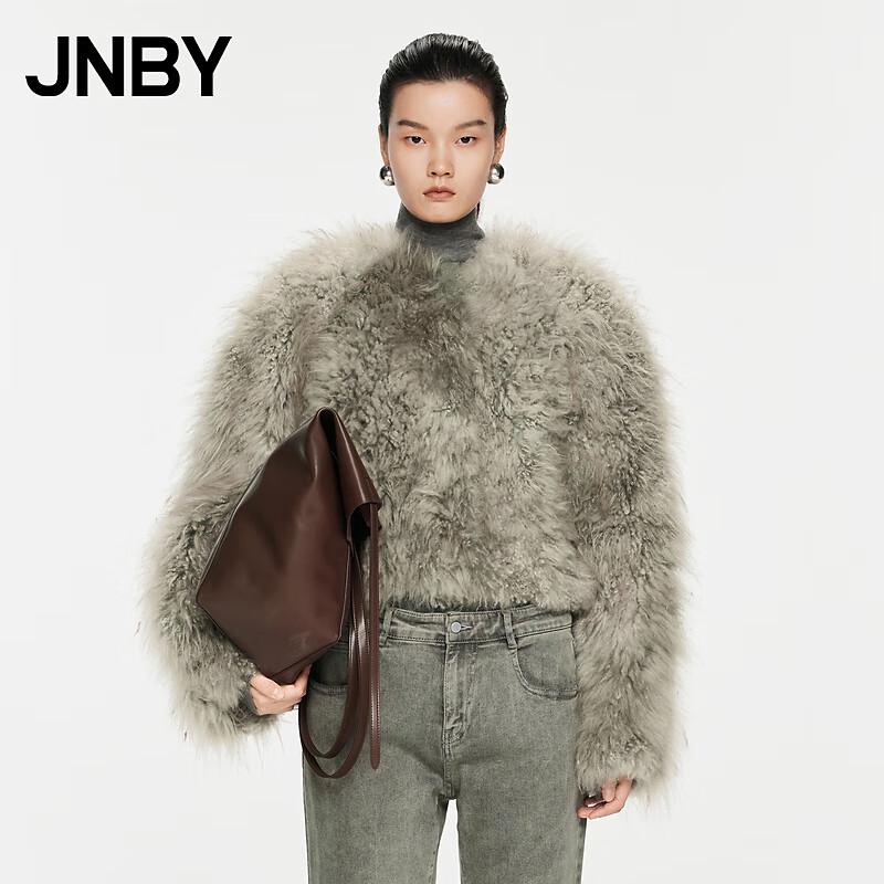 JNBY 2024 Autumn Collarless Long Sleeve Faux Leather Jacket 5O9A12290