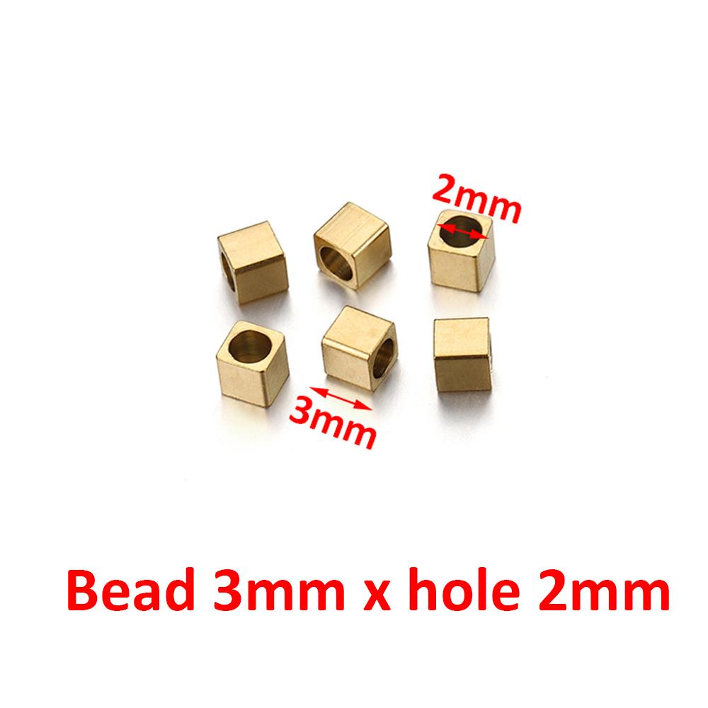 20pcs 2 3 4 5mm Stainless Steel Square Cube Bead Hole 1mm 2mm Spacer Loose Beads DIY Needlework Bracelet Necklace Jewelry Making
