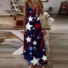 Women's Loose Independence Day Casual Slim V-neck Color Imitation Cotton Fashion Overalls Skirt