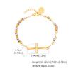 Stainless Steel Cross Bend St. Benedict Virgin Round Three-Color Beaded Gold Bracelet Women Br-2582