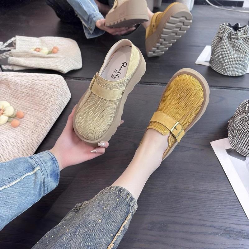 Muffin thick-soled small woman spring new one pedal two wear casual heightening shoes