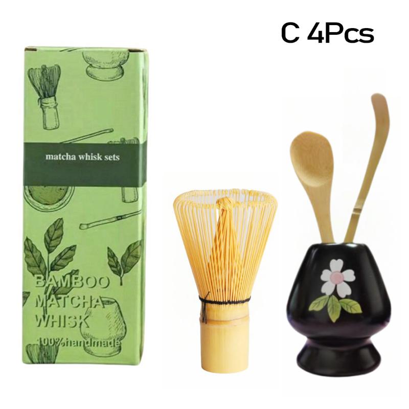 3/4Pcs Japanese Matcha Tea Set Safe Bamboo Whisk Teaspoon Tea Spoon Sets Indoor Beverage Shop Tea-Making Tools Accessories