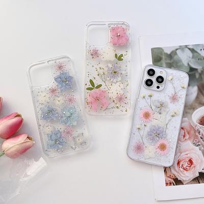 Echte Trockenblumen Goldfolie Hülle Für iPhone 17 Air 16 15 14 13 12 Pro Max 7 8 Plus Handyhülle Für iphone 11 XR X XS Max Abdeckung