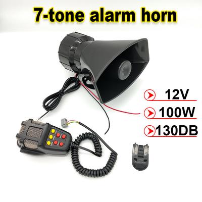7-Sound Loud Car Horn Police Siren Air Horn Megaphone Speaker 12V 100W 130DB Emergency Warning Alarm Amplifier Hooter Truck Set