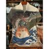 Animal Pattern, Fashion Trend, Street Outdoor, High-Quality And Comfortable Linen Men's Short Sleeved Casual Shirt