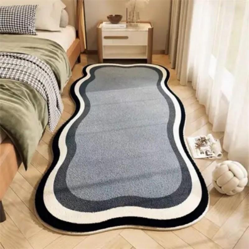 Insulated Faux Cashmere Bedside Throw Home Bedroom Short Pile Shaped Rug Stain-Resistant and Easy-Care Carpet