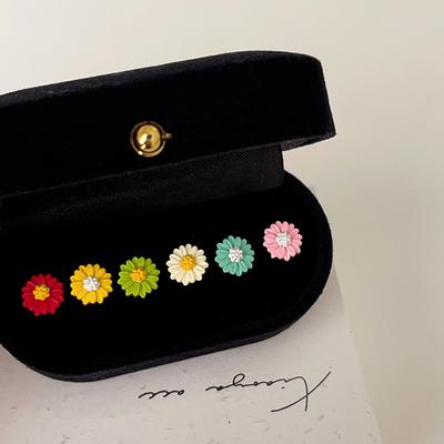 Dopamine Color Spray Paint Small Daisy Stud Earrings Set Female Fresh And Sweet Personality Simple Versatile Earrings Earrings