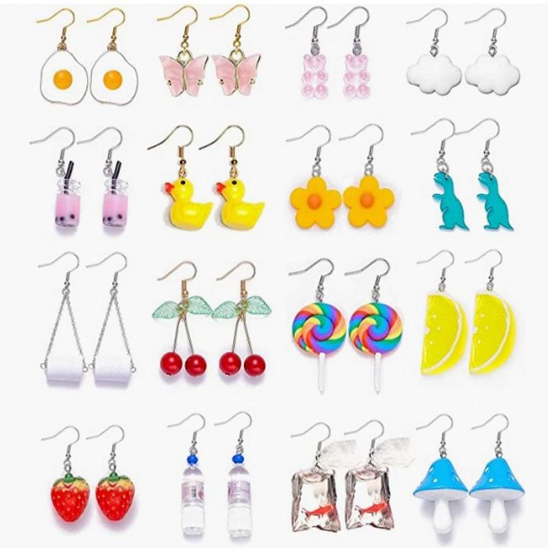 Resin Flower Bear Earrings - European & American Style